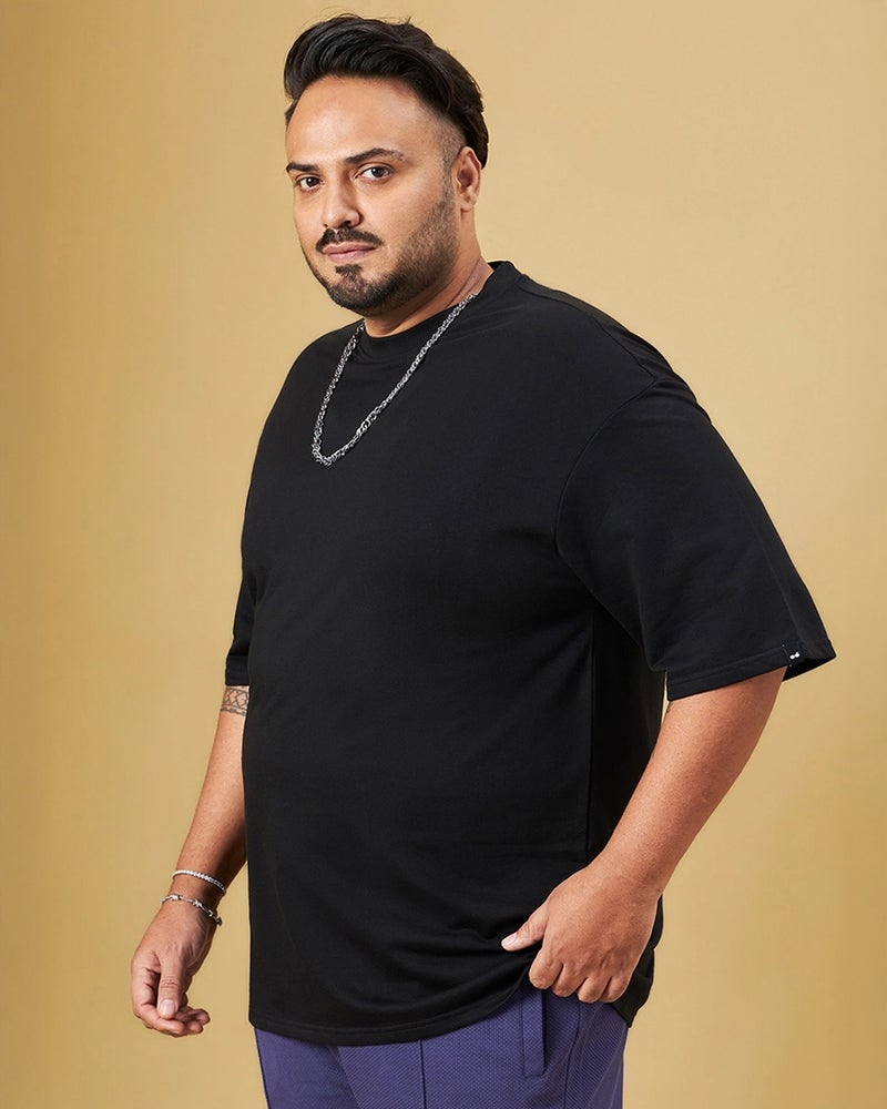 bewakoof Men's Black Oversized Plus Size T-shirt - Image 2